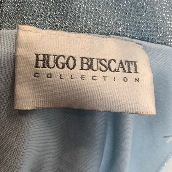 HUGO BUSCATI COLLECTION Women's Blue Shimmer Vintage Spaghetti Strap Dress SZ M - Picture 12 of 12